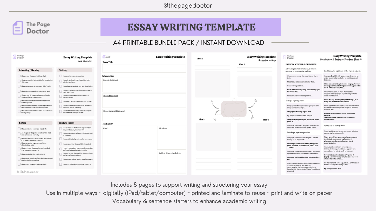 Essay Writing Plan & Template For a 1st Class Essa